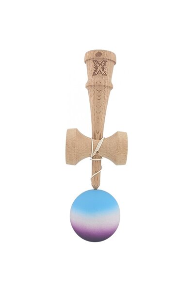 Flippy Kendama X Original, Professional, Flippy, Wood, Rubber Grip, 18 cm, Blue/White/Violet