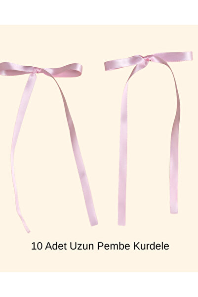 Organizasyon Pazarı 10 Adet Uzun Pembe Kurdele Dekoratif Saten Fiyonk Hediye ...
