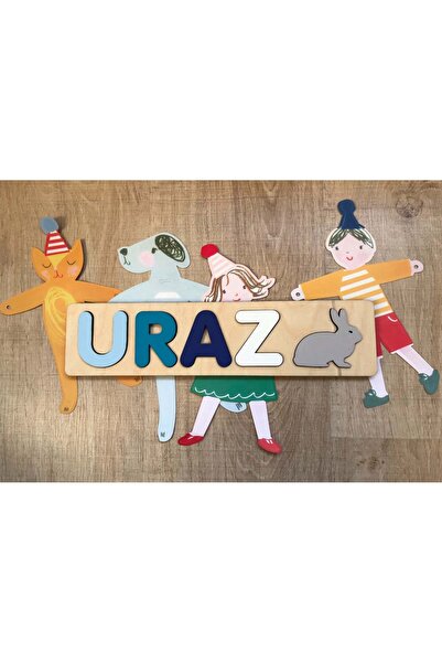 YILDIZHANDMADE Kişiye Özel Ahşap İsim Puzzle - Montessori Eğitici Oyuncak - R...