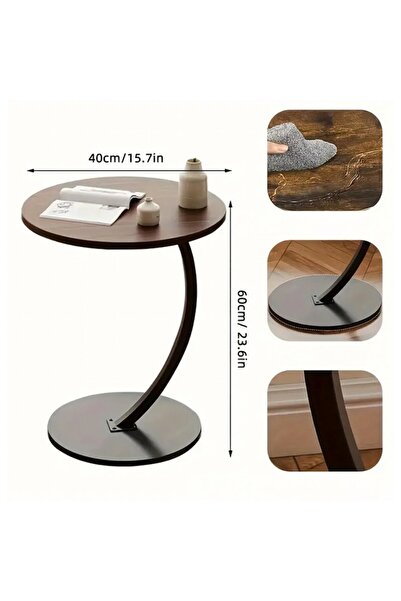EBA Round Modern Coffee Table for Living Room or Bedroom, 40 cm Top, Metal Legs, Brown