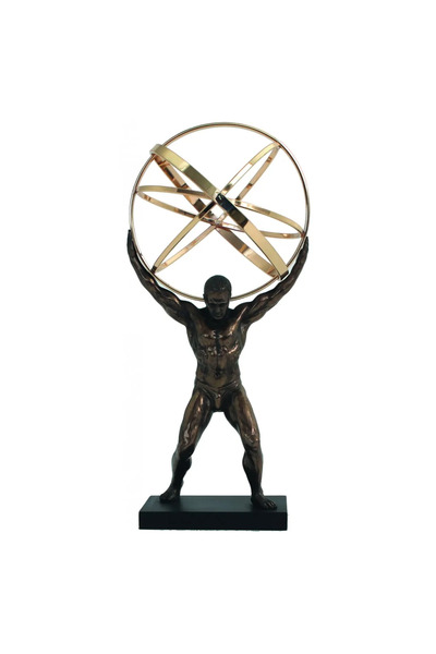 İTALFAMA Bronze Decoration Man With Golden Globe H22