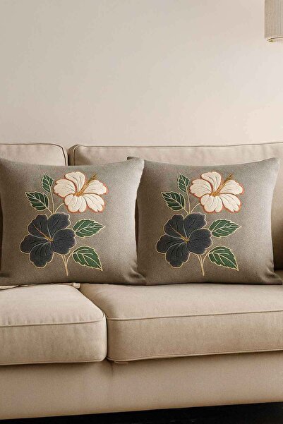 Decomia Home Двосторонній преміум-туфтинг Спеціальна вишивка з квітами Панч-чохол для подушки Чохол для подушки Колір каменю (45x45 см)