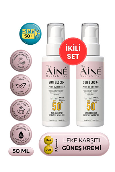 The Aine Health Lab. Sun Block SPF50+ Ton Eşitleyici , Leke Karşıtı Pembe Gün...