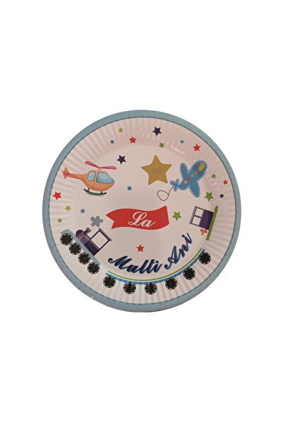 Mirific Party Set of 8 multicolor cake plates, 18 cm, train