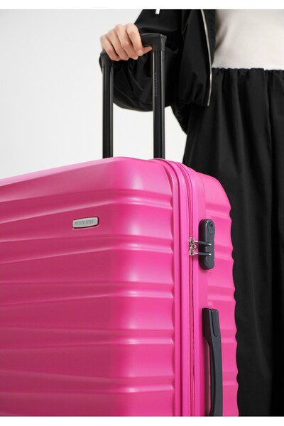 Wittchen Men's Large ABS Suitcase with Ribbing, Pink, Pink ABS