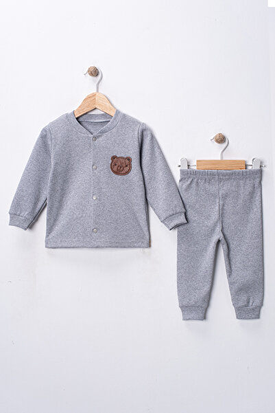 DIMPLE BABY Cotton Stretch Fabric Front Snap Fastener 4-Season Baby Set