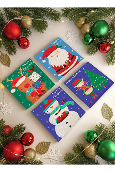 Creatick Design New Year's Themed Stone Coasters, New Year's Gift, Set of 4, ...