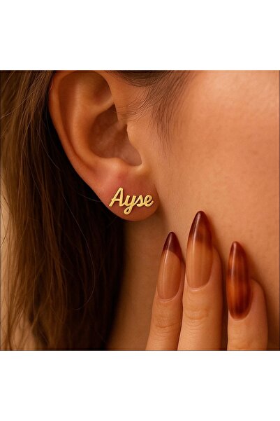 DM Kişiye Özel İsimli Küpe | 925 Ayar Gümüş | Altın - Gümüş - Rose | Özel Tasarım Hediyelik