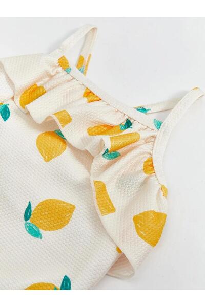 LC Waikiki Crew Neck Lemon Printed Girls' Swimsuit (S5)