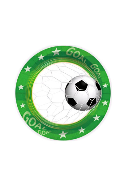 Mirific Party Set de 8 farfurii pentru tort - verde, alb, negru, 23 cm, fotbal