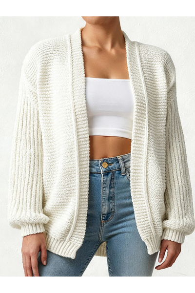 Knitoryx Women's Ultra Soft Balloon Sleeve Thick Knit Flowy Basic Cardigan (3 Colors)