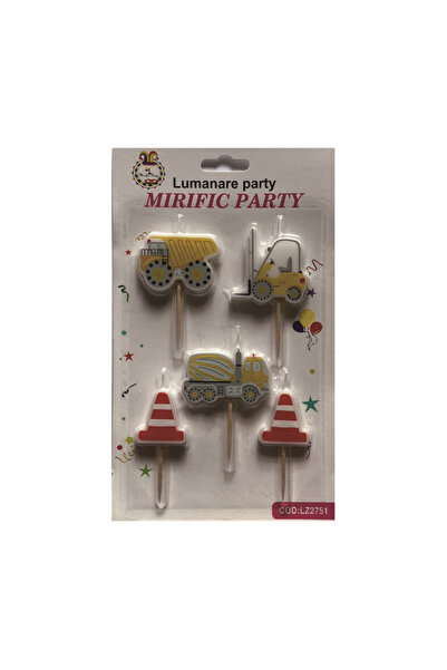 Mirific Party Set de 5 lumânări pentru tort, multicolore, vehicule de constru...