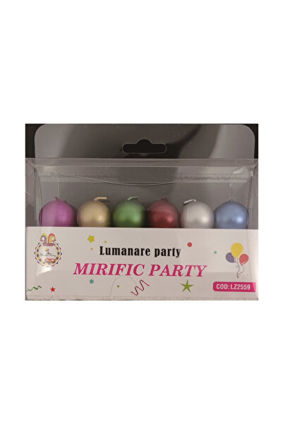 Mirific Party Set of 6 multicolor cake candles, 2 cm, globes