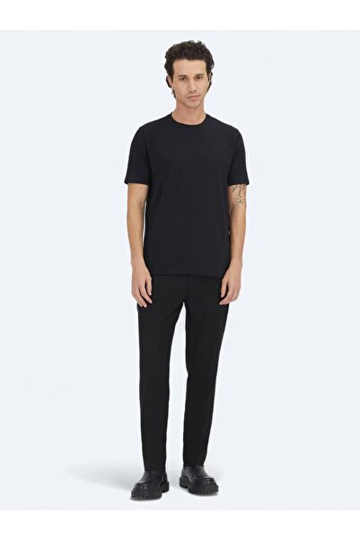 Kip Black Plain Crew Neck 100% Cotton T-Shirt
