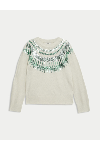 Marks & Spencer Payetli Rahat Kesim Yılbaşı Kazağı