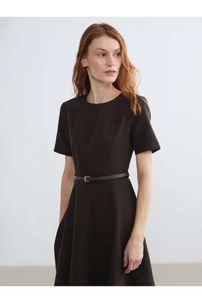 LC Waikiki Lcw Vision Crew Neck Waist-Fitted Dress