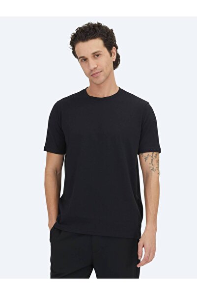 Kip Black Plain Crew Neck 100% Cotton T-Shirt
