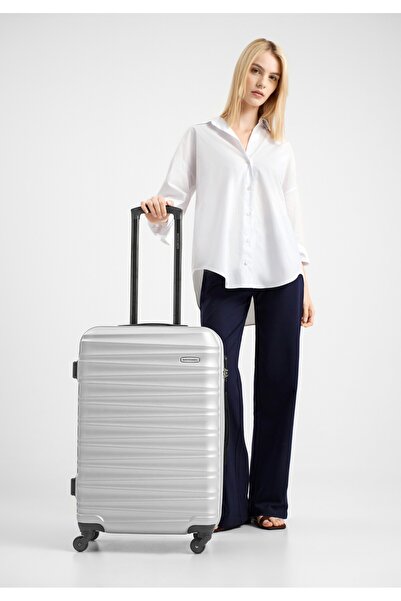 Wittchen Valiză bărbătească medie cu nervuri din ABS, gri, ABS gri