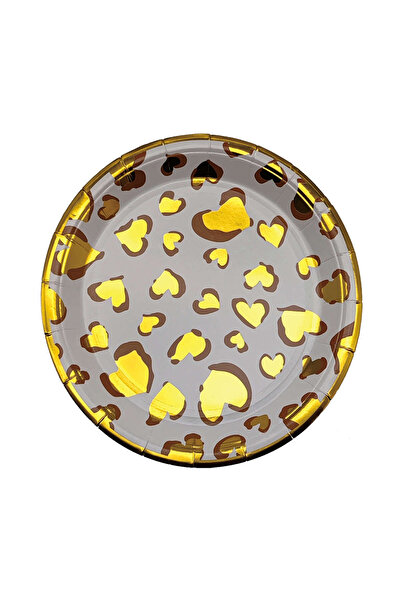Mirific Party Set 8 pcs cake plates, gold & brown, 18 cm, heart, PZ3820