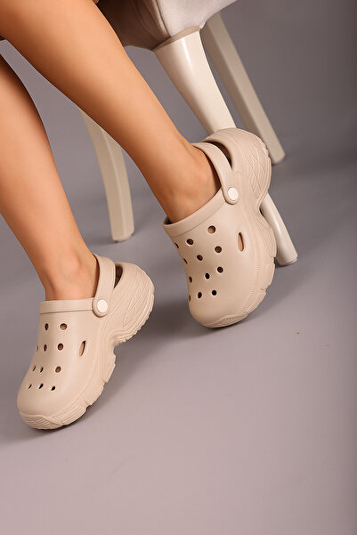 Rivetta Unisex Sandals Slippers Cappuccino Orthopedic Non-Slip High Sole Daily Hospital Sea Pool Slippers