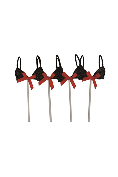 Mirific Party Cake topper set red and black with glitter, 12 cm, bustier