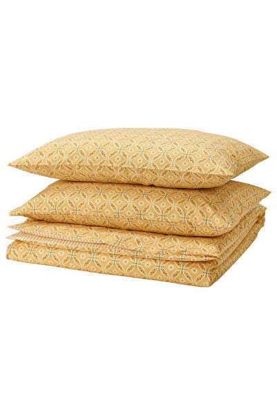 AZOZ MERCHLY Duvet cover and 2 pillowcases, yellow/multicolour, 240x220/50x80 cm