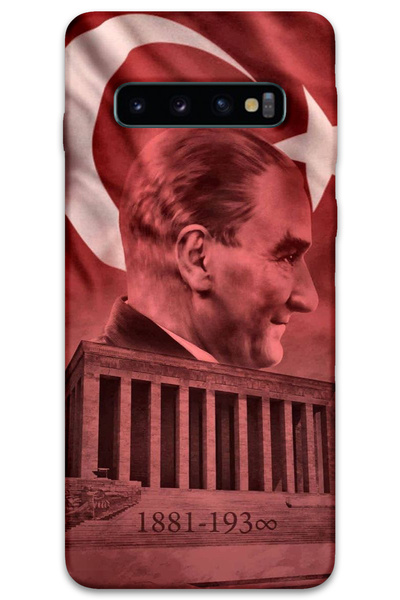 MRCİLETİSİM غطاء خلفي لهاتف سامسونج جالاكسي S10 بنمط HD مطبوع - أتاتورك أنامي...