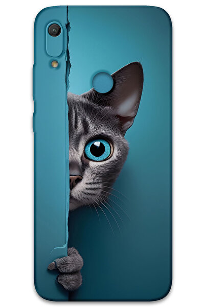 MRCİLETİSİM غطاء خلفي لهاتف هواوي Y6S بنمط HD مطبوع - قطة ذات عيون زرقاء