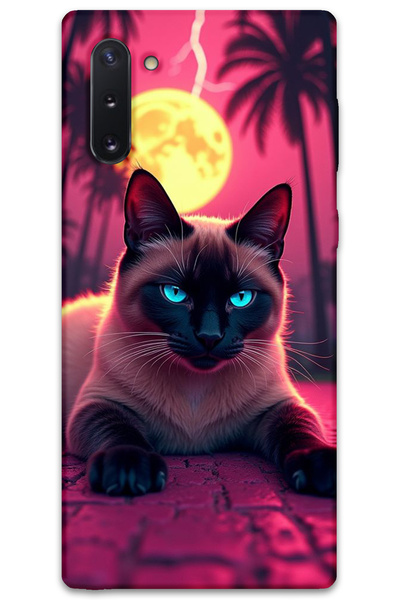 MRCİLETİSİM غطاء خلفي لهاتف سامسونج جالاكسي نوت 10 بنمط HD مطبوع - قطة مشغولة