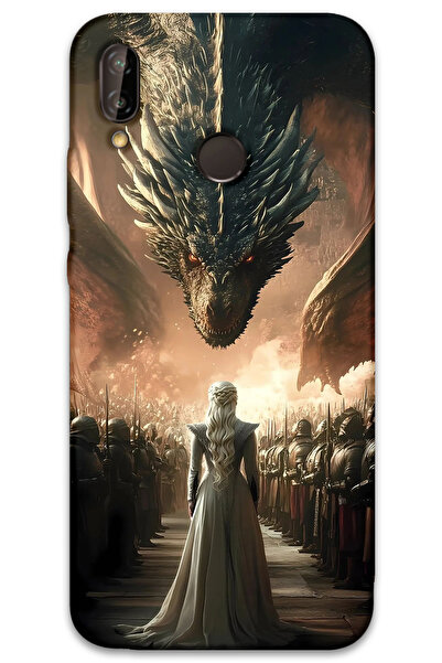 MRCİLETİSİM غطاء خلفي متوافق مع هاتف Huawei P20 Lite بنمط HD مطبوع - Dragons