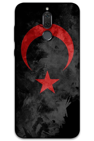 MRCİLETİSİM غطاء خلفي لهاتف هواوي ميت 10 لايت بنمط HD مطبوع - علم أسود