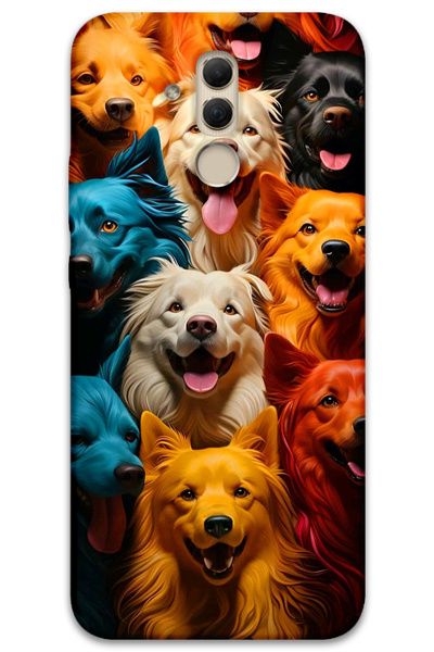 MRCİLETİSİM غطاء خلفي لهاتف هواوي ميت 20 لايت بنمط HD مطبوع - كلاب ملونة