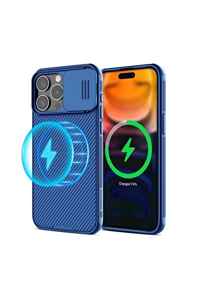 Nillkin جراب كام شيلد برو المغناطيسي لجهاز iPhone 15 Pro Max أزرق
