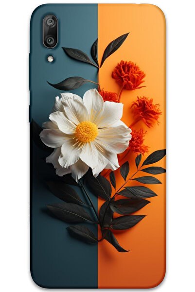 MRCİLETİSİM غطاء خلفي لهاتف هواوي Y7 برايم 2019 بنمط HD مطبوع - زهرة بيضاء بر...