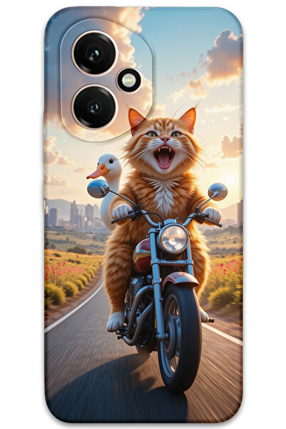 MRCİLETİSİM غطاء خلفي لهاتف هواوي هونر 400 بنمط HD مطبوع - قطة مجنونة