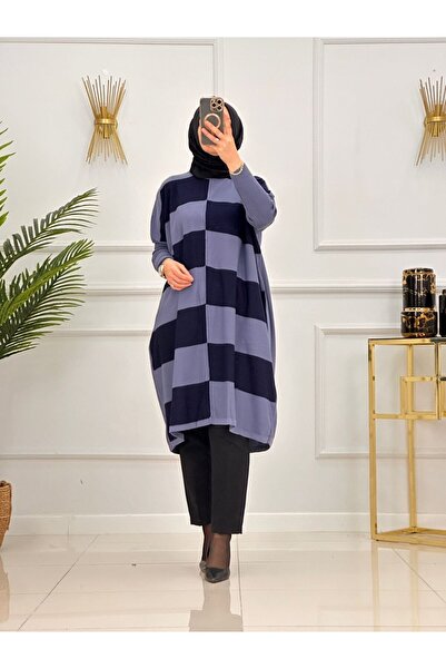 Valens Butik Checkerboard Patterned Knitwear Hijab Tunic Sura