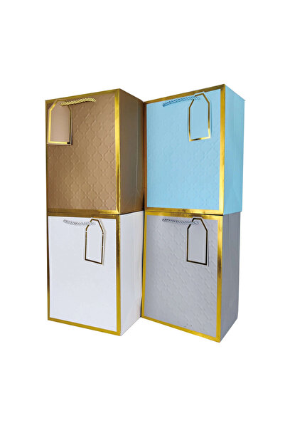 Mirific Party Set de 4 pungi cadou aurii, albe, albastre, argintii, 32 x 26 x...