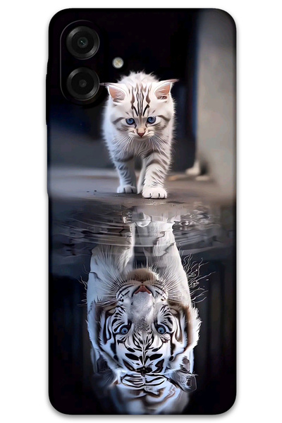 MRCİLETİSİM غطاء خلفي لهاتف سامسونج جالاكسي A07 بنمط HD مطبوع - انعكاس القطط