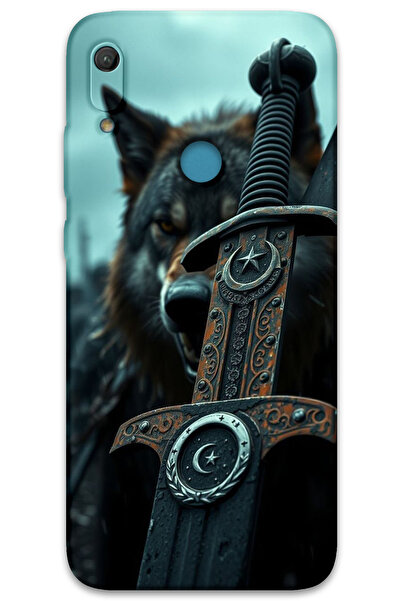 MRCİLETİSİM غطاء خلفي لهاتف هواوي Y6S بنمط HD مطبوع - سيف نجمة القمر