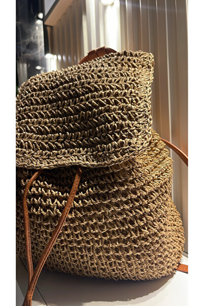 WOMANBAG Handmade Wicker Sports Backpack and Shoulder Bag Wicker Color (30X32Cm)