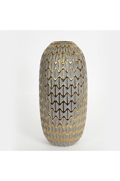 EUROLAMP Vază ceramică H32,5 cm gri-auriu