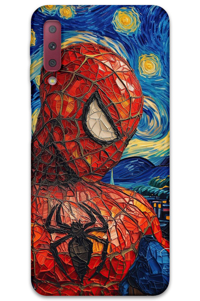 MRCİLETİSİM غطاء خلفي لهاتف سامسونج جالاكسي A7 2018 بنمط HD مطبوع - سبايدر مان