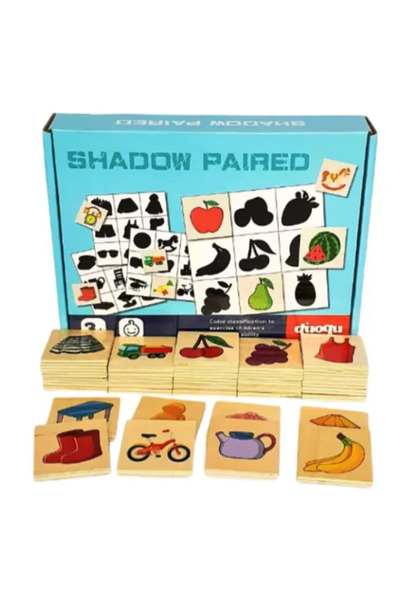 Duoqu Wooden educational game "Shadows in pairs" - Matching shadows and pictu...