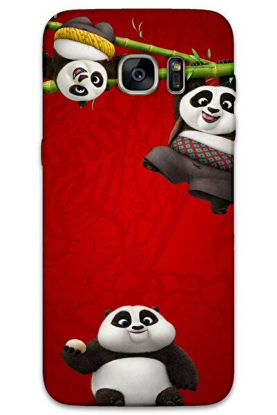 MRCİLETİSİM غطاء خلفي لهاتف سامسونج جالاكسي S7 إيدج بنمط HD مطبوع - باندا