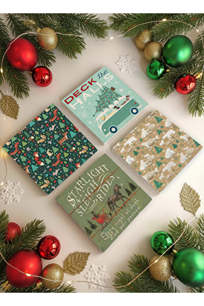 Creatick Design New Year's Themed Stone Coasters, New Year's Gift, Set of 4, ...