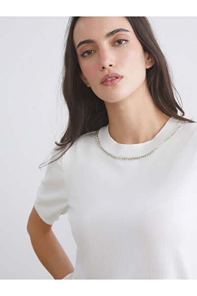 LC Waikiki Crew Neck Women's Knitwear Sweater with Stones