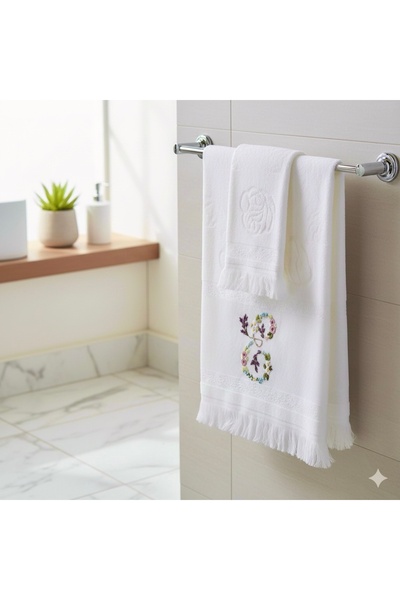 Home 50X90 Hand Embroidery Flower E Letter Embroidered Hand Face Towel