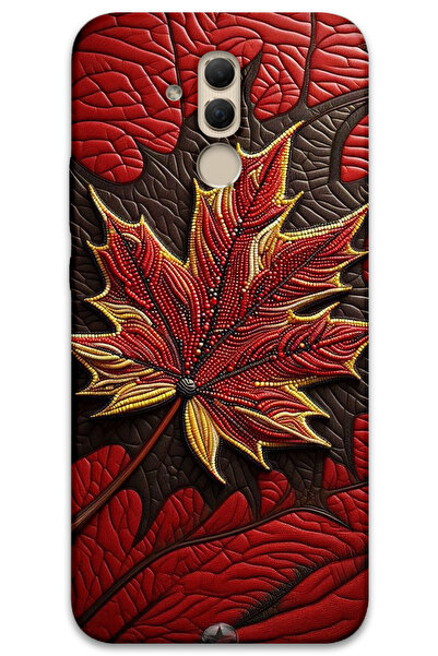 MRCİLETİSİM غطاء خلفي لهاتف هواوي ميت 20 لايت بنمط HD مطبوع - أوراق حمراء