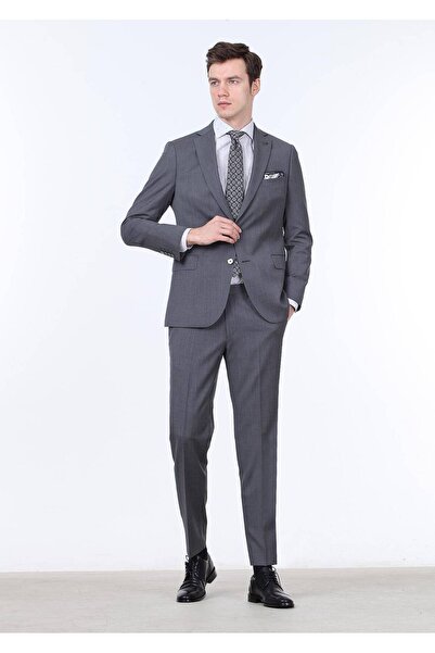 Ramsey Gray Plain Regular Fit 100% Wool Suit