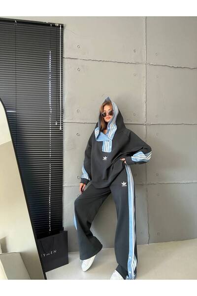 bonibon butikk Women's Quality Luxury Clothing Double Face Fabric Oversized Bottom Top Set